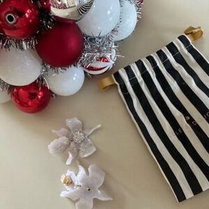 Lele Sadoughi White Floral Earrings